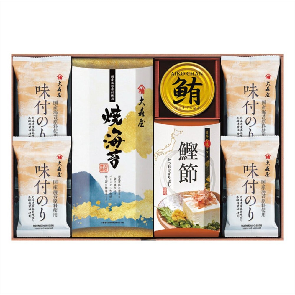 大森屋 海の幸 詰め合わせ ギフトセット 4種入 鮪油漬フレーク ほか 味付のり 焼海苔 鰹削り節 海苔 鮪油漬 缶詰