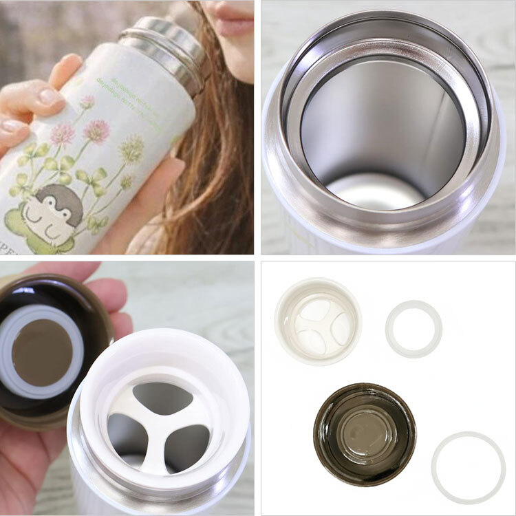 コウペンちゃん ステンレスボトル 300ml シロツメクサ 0.3L 572-001 572-002 保温保冷 真空二重 魔法瓶 水筒 ボトル クローバー 春 スクリューボトル