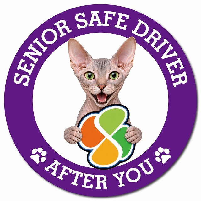 カーサイン 高齢者マーク SENIOR SAFE DRIVER ドンスコイ マグネット 強力 直径13cm 肉球 日本製 車 ステッカー