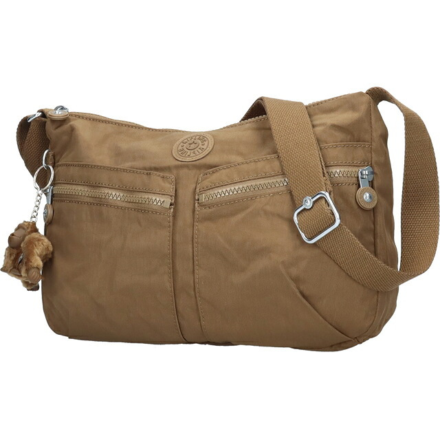 キプリング ショルダーバッグ レディース ブランド Kipling イゼラ ロゴ ワンポイント 無地 K02144-1NA Smooth Khaki
