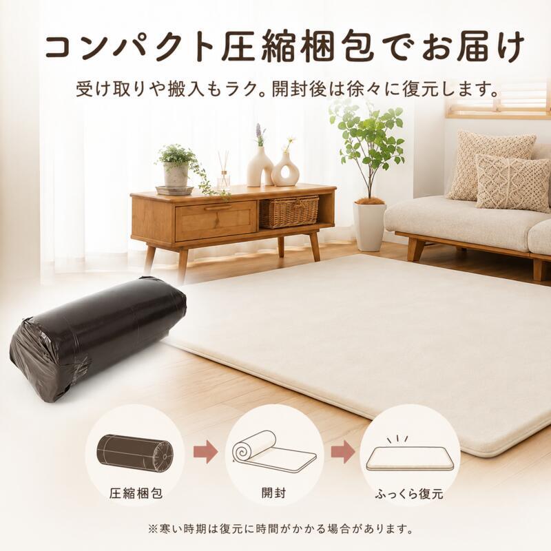 ラグ 極厚45mm ロボット掃除機対応 1.5畳 2畳 3畳 130×190 190×190 190×240cm 厚手 防音 ΔLL-8 はっ水 つまずきにくい 斜めフチ 滑り止め 床暖房対応 オールシーズン 無地 低ホルムアルデヒド ラグマット 北欧