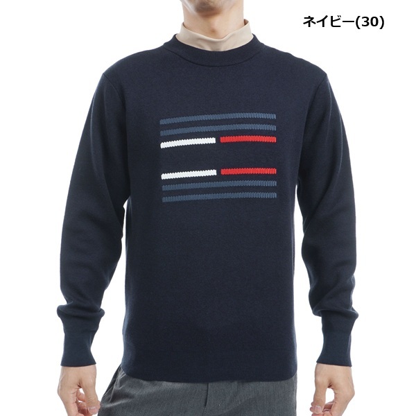 トミーヒルフィガー ゴルフ メンズ ビッグフラッグ クルーネックセーター TOMMY HILFIGER GOLF THMA459 秋冬モデル お誕生日祝い お祝い 記念品 お父さん 父の日 彼氏 男性 30代 40代 50代 60代  還暦祝い 敬老の日 人気プレゼント プレゼント