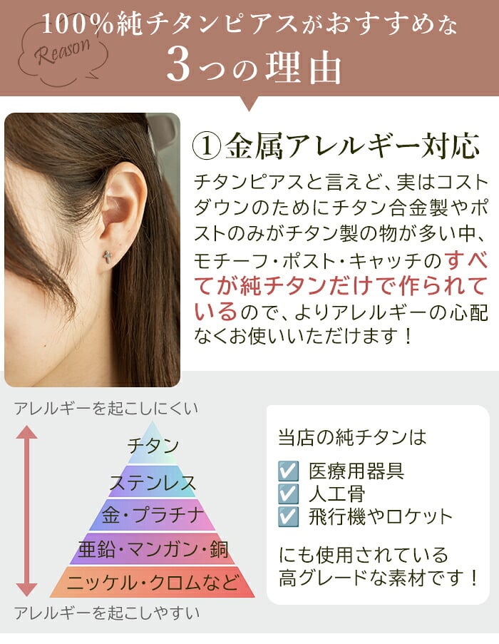 チタン ピアス つけっぱなし セカンドピアス 純チタン クロス 十字架 金属アレルギー 日本製 ポスト 軸太0.75mm 長さ10mm 全8色 全品1個ずつバラ売り 医療用 おすすめ かわいい シンプル 小さめ ミニ 極小 人気 メンズ レディース プレゼント