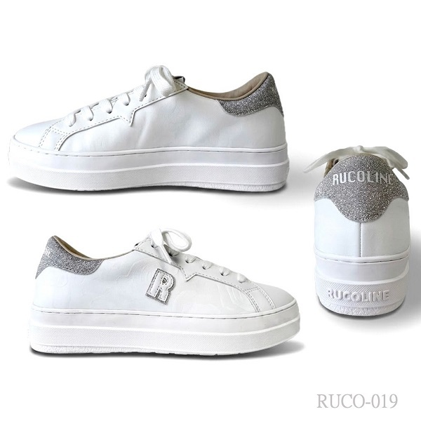 ルコライン スニーカー ルコライン 靴 RUCO LINE RUCO-019WH ROSE LUX 花柄生地 ホワイト 白 シルバーラメ 合皮 ローカット ファスナー無し ルコライン シューズ RUCO LINE ルコラインスニーカー フラットソール 新作 取扱店 京都 母の日 ギフト 数量限定