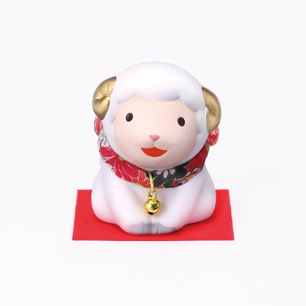 干支 置物 薬師窯 錦彩招福未 (福結び)  74 干支の置物 羊 未 未年 陶器 ひつじ ヒツジ 2027年  干支置物 薬師 窯 の 置物 飾り 2027 迎春 正月 縁起 粗品 景品 伝統工芸・陶器の和遊感