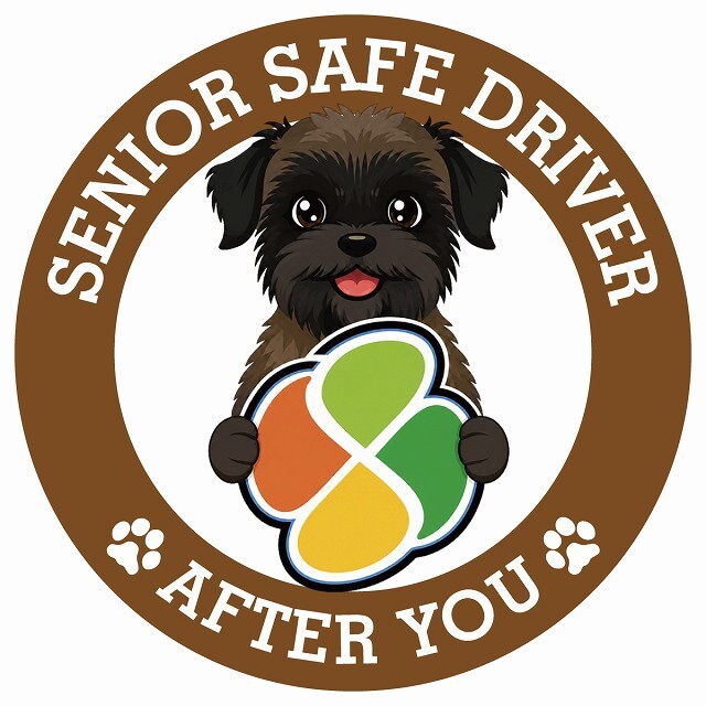 カーサイン 高齢者マーク SENIOR SAFE DRIVER ベルジアングリフォン ステッカー シール 直径13cm 肉球 日本製 車