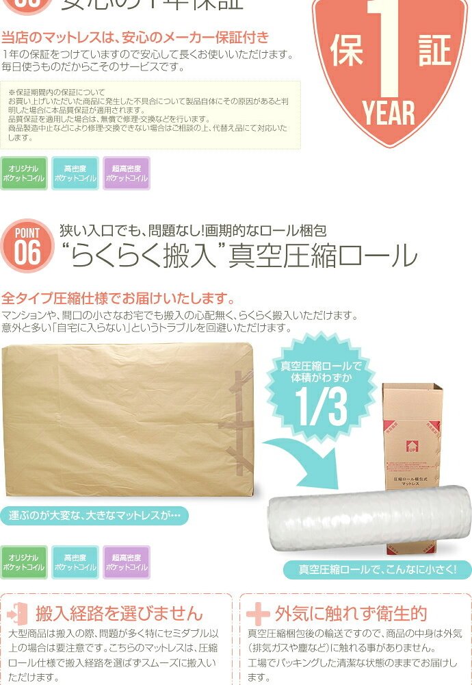 ベッド 寝具 マットレス セミダブル 超高密度ハイグレードポケットコイルマットレス マット ベットマット セミダブルサイズ 寝心地 シンプル 快眠 送料無料