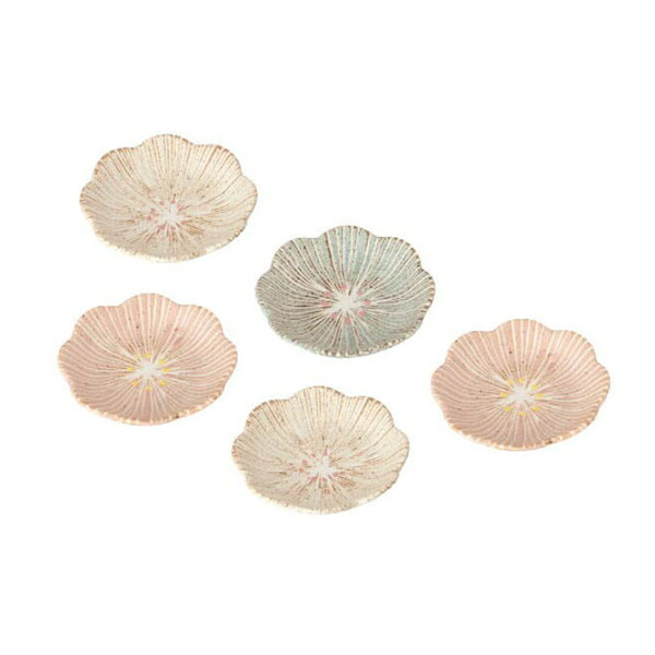 はなこまち 豆皿揃 和食器 豆皿 小皿 醤油皿 薬味皿 花柄 おしゃれ かわいい 来客用 結婚祝い ギフト〈00840〉 M-mode