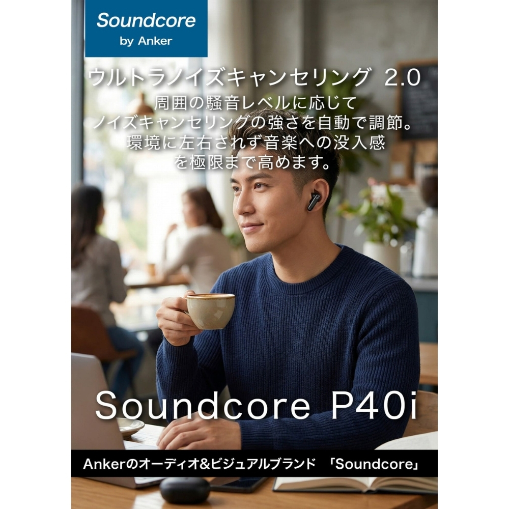 Anker Soundcore P40i アンカー サウンドコア A3955 ワイヤレスイヤホン ノイズキャンセリング 最大60時間再生 2台同時接続 ギフト