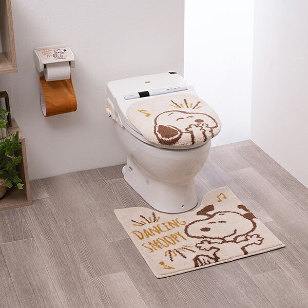 スヌーピー トイレマット ハッピーダンス ベージュ トイレ用品 SNOOPY