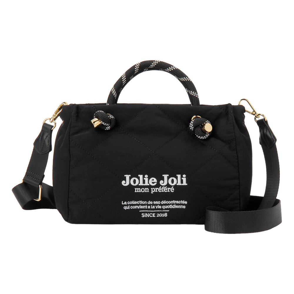 ショルダーバッグ Jolie Joli ジョリージョリ レディース 斜めがけ トートバッグ 2WAY 軽量 ナイロン キルティング 小さめ ミニバッグ 鞄 コンパクト 大容量 ミニショルダー きれいめ カジュアル ファスナー付き 250ml ペットボトル 収納 旅行 おしゃれ 黒 ブラック グレー