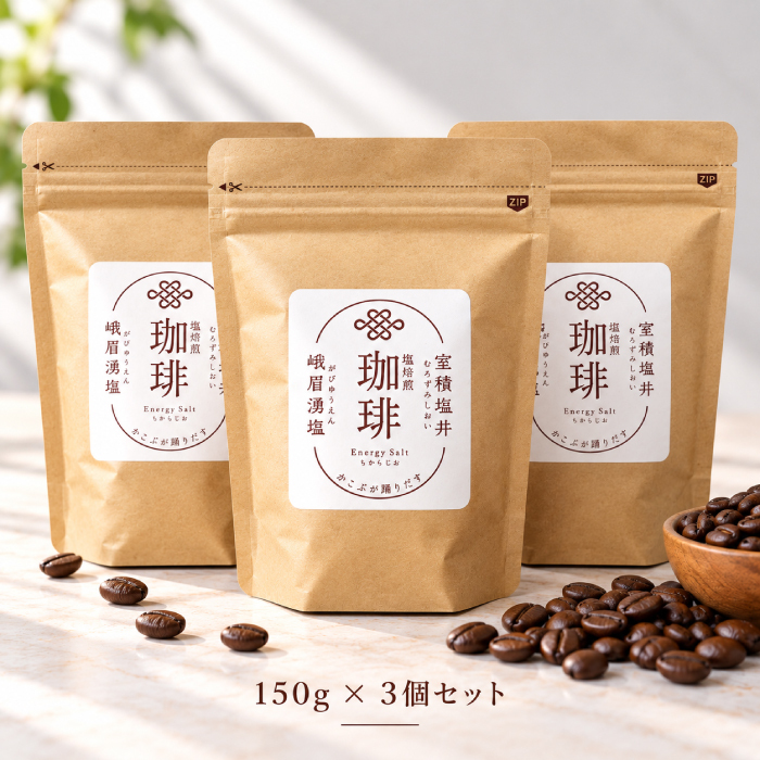 塩焙煎珈琲 コーヒー豆 100g 150g ドリップコーヒー 山口県 光市 室積 力塩 珈琲 塩コーヒー ラオス産 コーヒー お取り寄せ ギフト プレゼント 贈り物 自宅用