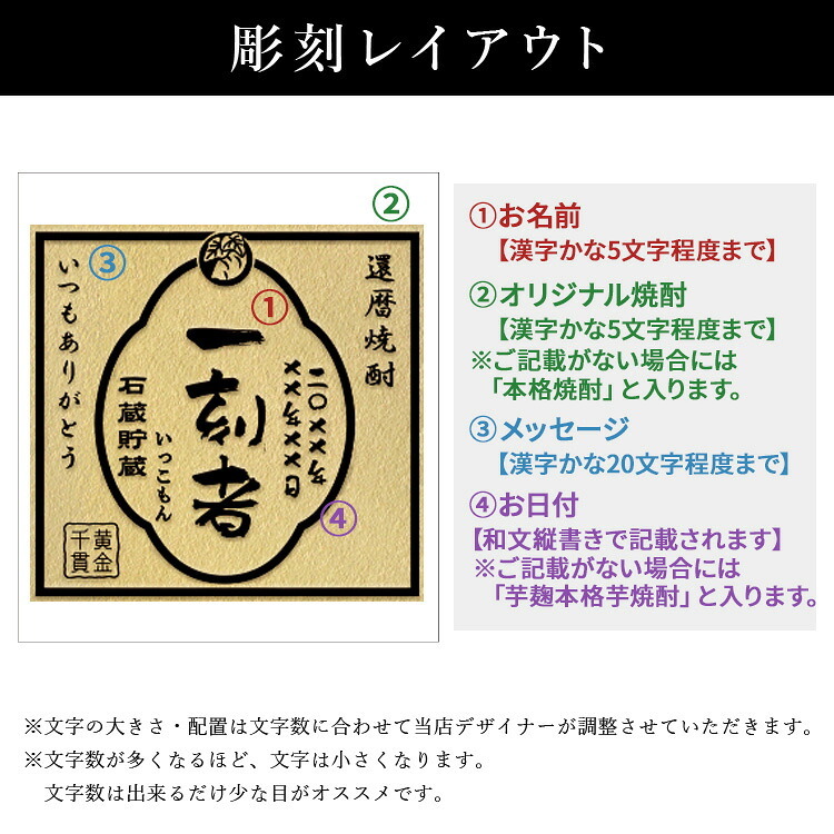 一刻者 名入れ お酒 焼酎 芋焼酎   名前入り プレゼント ギフト 面白い センス 定年退職 還暦祝い 退職祝い 男性 女性 お祝い 古希 喜寿 傘寿 米寿 卒寿 白寿 百寿 敬老の日