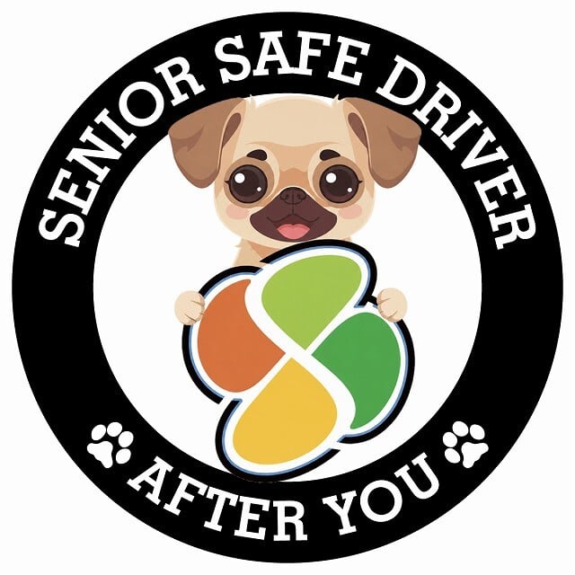 カーサイン 高齢者マーク SENIOR SAFE DRIVER チワパグ ステッカー シール 直径13cm 肉球 日本製 車