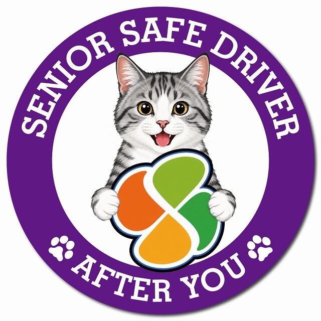 カーサイン 高齢者マーク SENIOR SAFE DRIVER サバ白 マグネット 強力 直径13cm 肉球 日本製 車 ステッカー