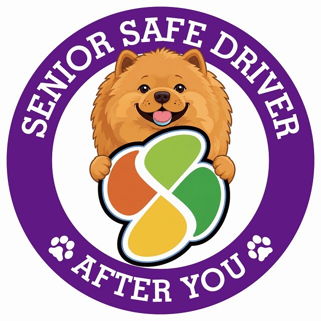 カーサイン 高齢者マーク SENIOR SAFE DRIVER チャウチャウ ステッカー シール 直径13cm 肉球 日本製 車