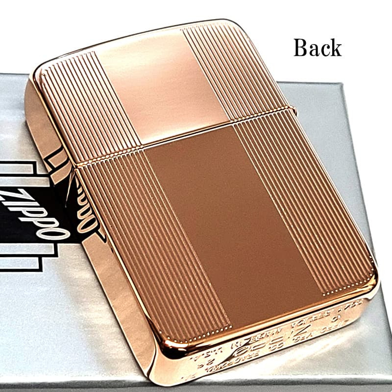 ZIPPO 1941復刻 プレミアムシャイン 鏡面カッパー ジッポ ライター ロゴ 両面加工 ストライプ おしゃれ 丸角 高級 かっこいい メンズ ギフト プレゼント