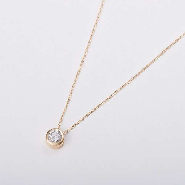 K18YG ダイヤモンド ネックレス 0.15ct フクリン留め ペンダント 18金 イエローゴールド 一粒ダイヤ シンプル 華奢 ジュエリー アクセサリー レディース ギフト
