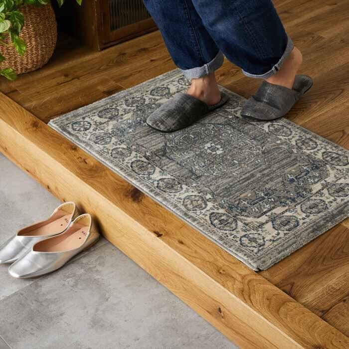 玄関 屋内 屋外 輸 入 ネカル アイボリー 約50×80cm 長方形 トルコ製 ウィルトン織り 民族調 エスニック モダン シンプル オールシーズン 丈夫 50×80cm バルク