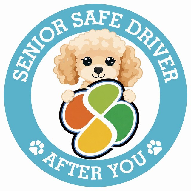 カーサイン 高齢者マーク SENIOR SAFE DRIVER コッカプー ステッカー シール 直径13cm 肉球 日本製 車