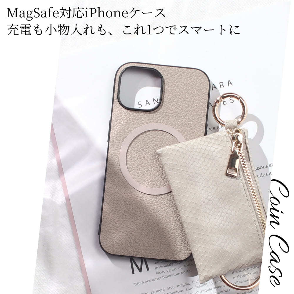 iphone14 ケース 本革 小銭入れ付き iphone14Pro iphone14Plus iphone14ProMAX MagSafe対応 ウォレット 財布 レザー アイフォン 14 pro max plus マグセーフ マグネット 小物入れ コインケース カード収納 リング ポーチ ヘビ柄 14プロ マックス プラス 大人可愛い 送料無料
