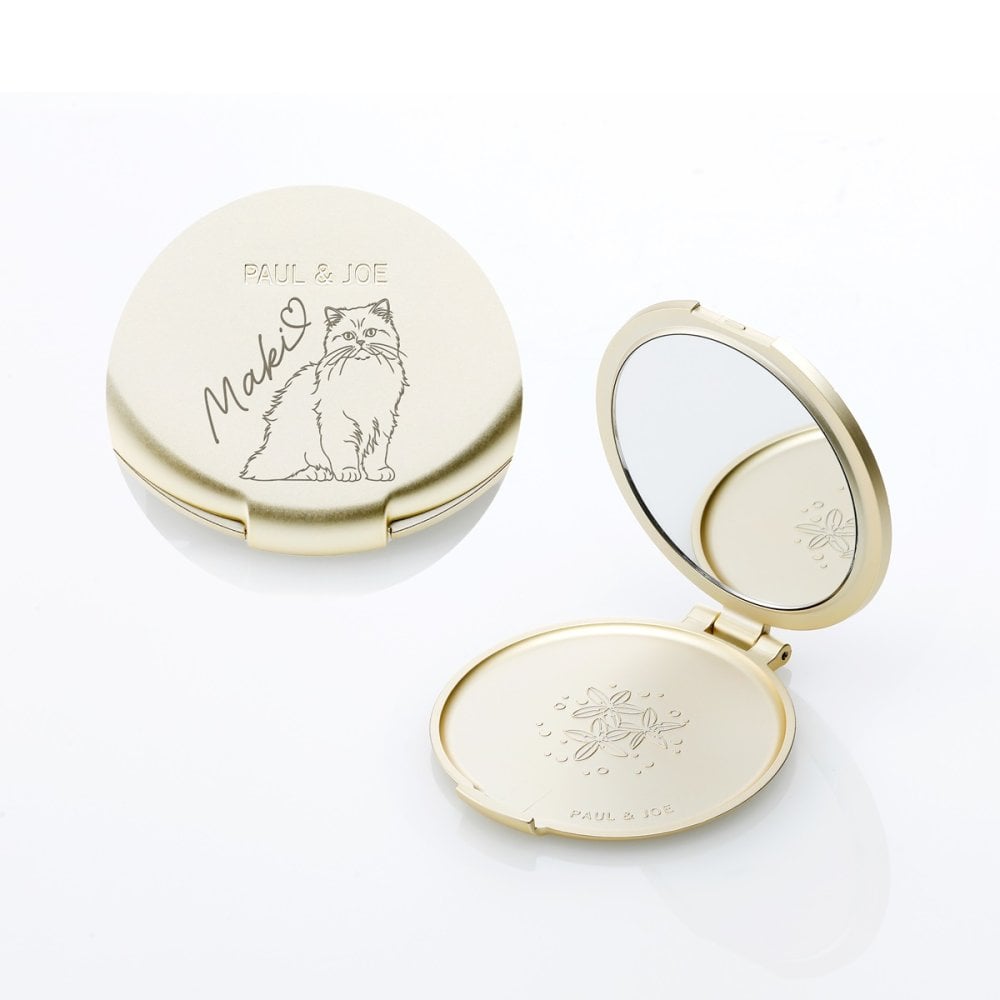 PAUL&JOE ポール&ジョー コンパクトミラー（イラスト対応：DOG・CAT） 名入れ彫刻代込み 名前 彫刻 刻印 お祝い プレゼント ギフト 記念日 高級 ブランド 誕生日 コスメ メイク 化粧直し メイク小物 コンパクトミラー ミラー 犬 猫 アニマル
