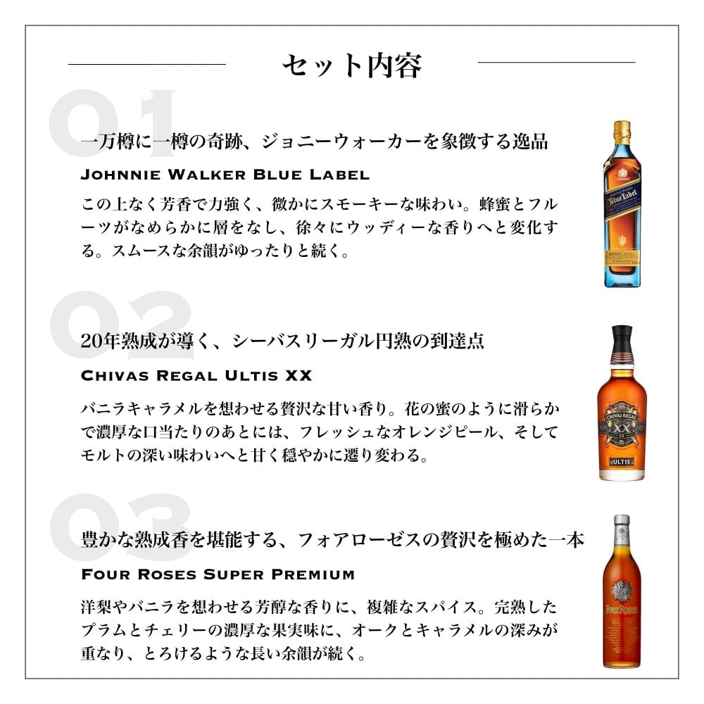 【ウイスキーギフト】 特別な夜に楽しみたい贅沢なウイスキー 飲み比べセット｜3本