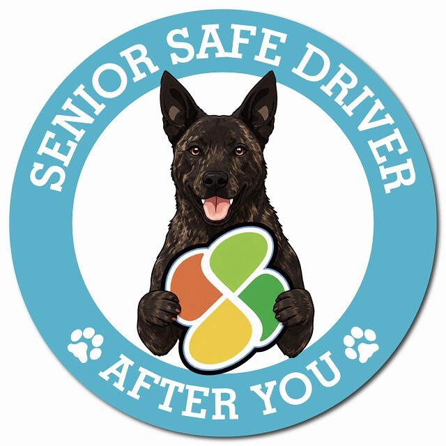 カーサイン 高齢者マーク SENIOR SAFE DRIVER 甲斐犬 マグネット 強力 直径13cm 肉球 日本製 車 ステッカー