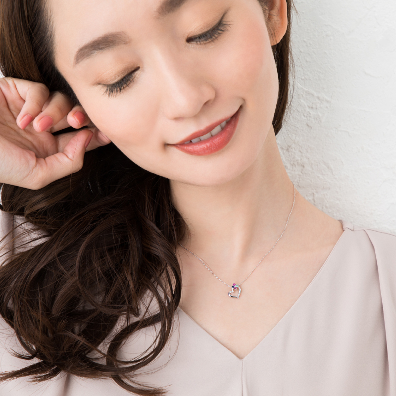 オーダーメイド オープンハート ネックレス 誕生石 2.0mm 4石 花 フラワー ハート Ties K18 18金 18K K10 10金 10K プラチナ 女性 レディース 誕生日 記念日 プレゼント ギフト 誕生日プレゼント 20代 30代 40代 妻 彼女 天然石 ダイヤモンド ダイヤ 小さい 小さめ ピンクゴールド ゴールド 選べる アクセサリー アレルギー対応 金属アレルギー