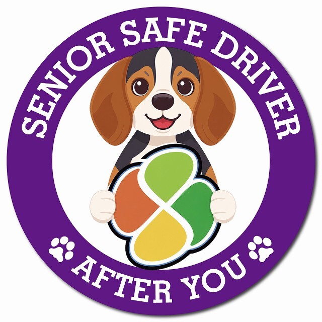 カーサイン 高齢者マーク SENIOR SAFE DRIVER ビーグル マグネット 強力 直径13cm 肉球 日本製 車 ステッカー