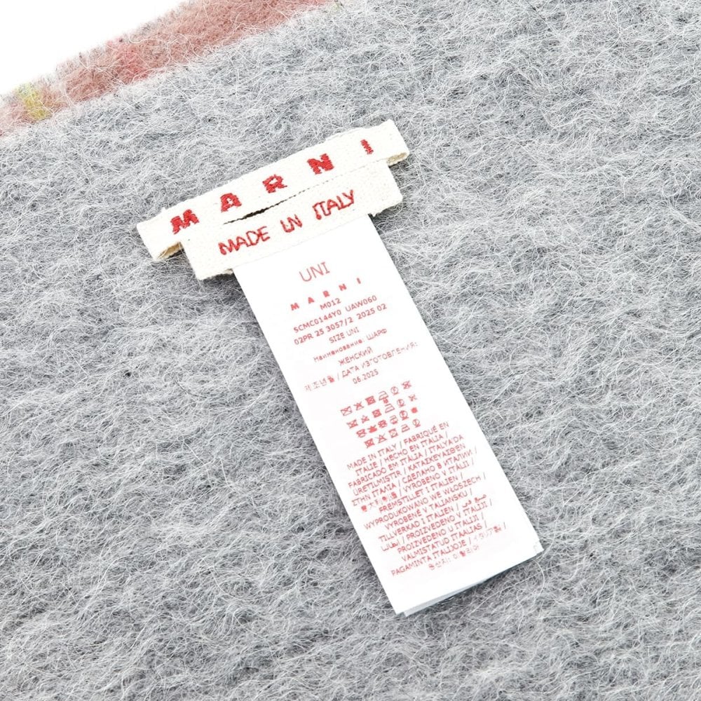 マルニ MARNI マフラー レディース SCMC0144Y0 UAW060 CHN26 ROSA ピンク チェック柄 ウール ウールブレンド ストール スカーフ ロゴ フリンジ モヘア アルパカ 防寒 秋冬 ブランド