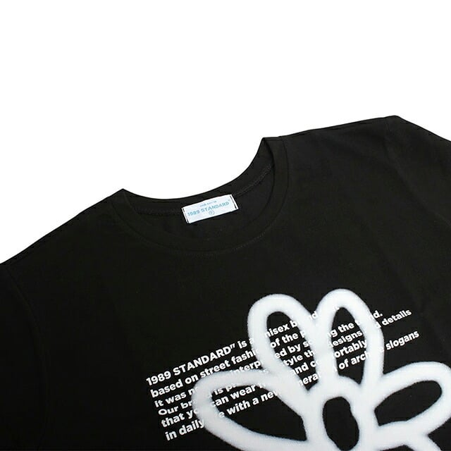 1989スタンダード 1989 STANDARD Tシャツ SISSTD-0034-BLACK-L ユニセックス ブラック BW FLOWER Tシャツ Cool Cotton Oversized Fit Tシャツ