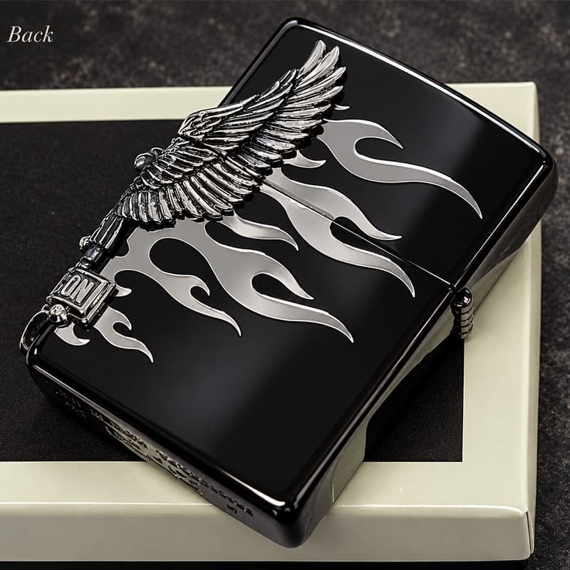 ZIPPO ハーレー ダビッドソン ジッポライター ブラック＆シルバー かっこいい ファイヤー 3面銀燻しメタル イーグル 黒銀 HARLEY-DAVIDSON 日本国内限定モデル ジッポー ギフト