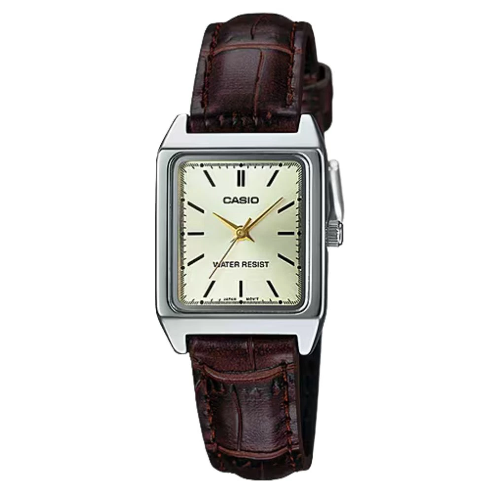 カシオ CASIO 腕時計 レディース 収納ケース付き チープカシオ チプカシ スクエア 革ベルト ブラウン ゴールド シンプル 日常使い プレゼント ギフト 時計 女性用 彼女 母 妻 誕生日 就職祝い 入学祝い 日本未発売 海外モデル ランキング お祝い 成人 卒業 入学
