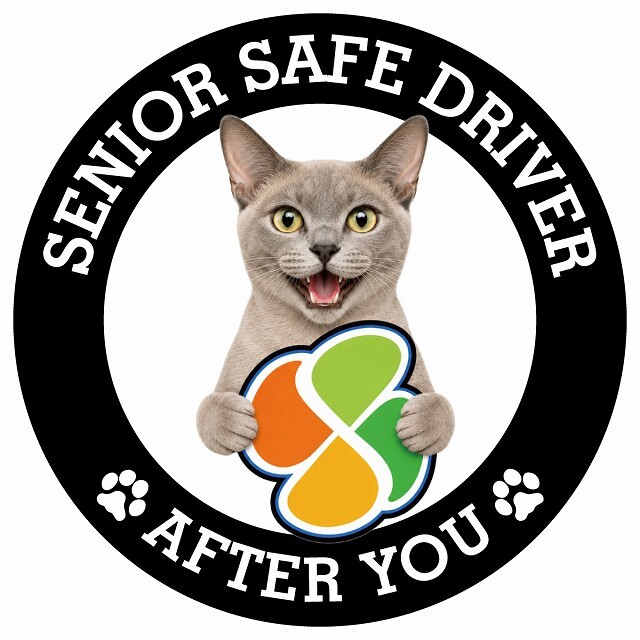 カーサイン 高齢者マーク SENIOR SAFE DRIVER ヨーロピアンバーミーズ ステッカー シール 直径13cm 肉球 日本製 車