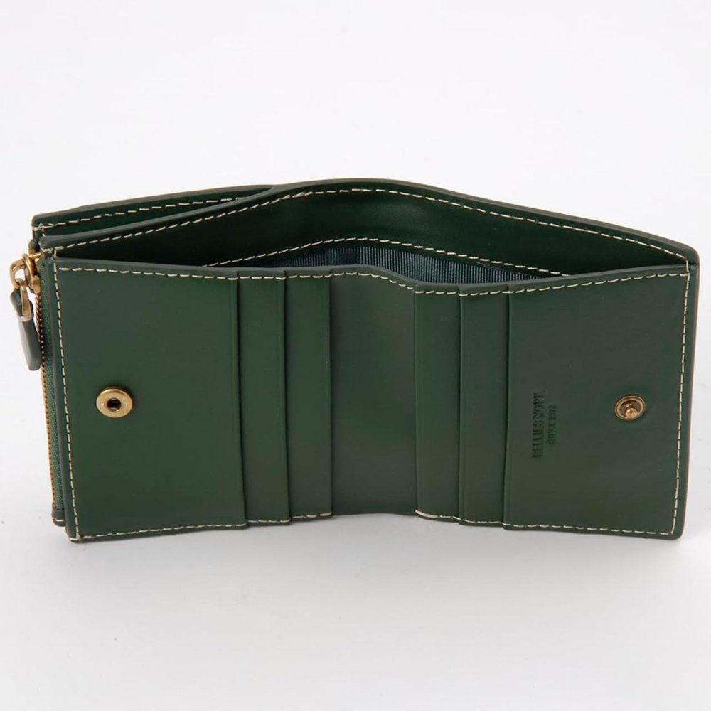 ベリーズヨーク　BELLIES YORK　コンパクト財布　二つ折り財布　BYTM1882GR　グリーン　緑色　ベジタブルタンニン　イタリアンレザー　牛革　”エイジングを楽しむ革小物”