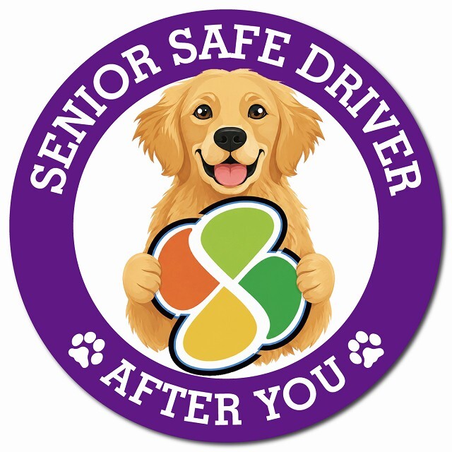 カーサイン 高齢者マーク SENIOR SAFE DRIVER ゴールデンレトリバー マグネット 強力 直径13cm 肉球 日本製 車 ステッカー