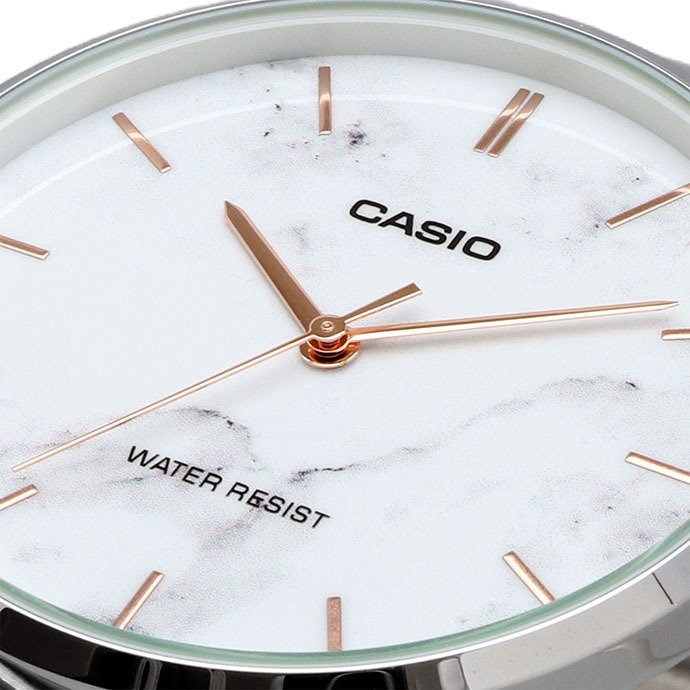 CASIO 腕時計 カシオ 時計 ウォッチ チープカシオ チプカシ クオーツ メンズ 腕時計 ホワイトマーブル×ブラックレザーバンド MTP-VT01LM-7A 海外モデル  [並行輸入品]