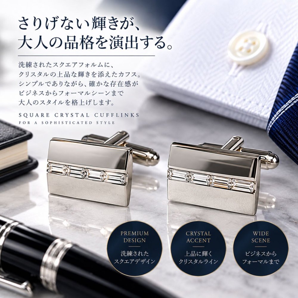 鎌倉カフス工房 クリスタルセンターライン カフスボタン・カフリンクス メンズ  ec057 結婚式 旦那 プレゼント ギフト 彼氏 父の日 誕生日プレゼント
