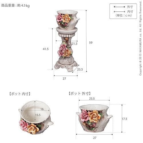 イタリア 家具 ヨーロピアン ヴェローナクラシック 陶製コラムポット  鉢植え 玄関 ヨーロッパ家具 クラシック 輸入家具 アンティーク風 イタリア製 おしゃれ 高級感 エレガント リモート テレワーク 在宅