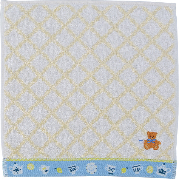 【直送】ロッティ 婦人タオルハンカチ [26-0146-200] RTT-64 YE イエロー チェック柄 くま刺繍 綿100% ミニタオル タオルハンカチ 吸水 肌触り抜群 通学 通勤 レディース ギフト 贈り物 内祝い お返し プレゼント