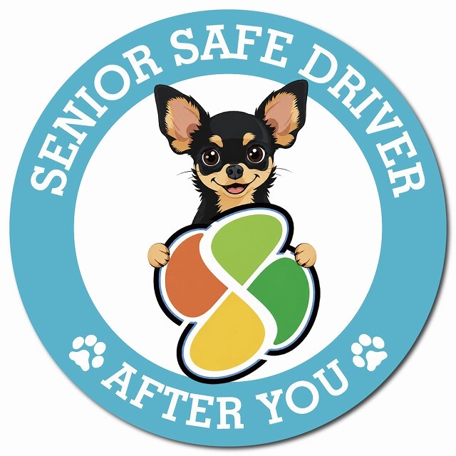 カーサイン 高齢者マーク SENIOR SAFE DRIVER チワピン マグネット 強力 直径13cm 肉球 日本製 車 ステッカー