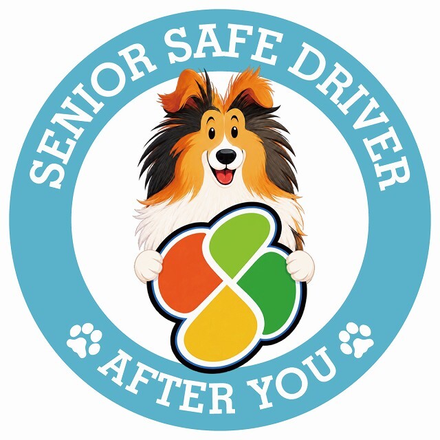 カーサイン 高齢者マーク SENIOR SAFE DRIVER シェットランドシープドッグ ステッカー シール 直径13cm 肉球 日本製 車