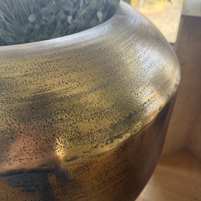 植木鉢 おしゃれ 大型 13号 鉢カバー アンワール アリフ M 約17号 幅53cm 高さ41cm アルミニウム製 室内専用 高級 丸型 ゴールド ブラック 北欧 観葉植物用 サボテン 特大 インテリア プランター 深型