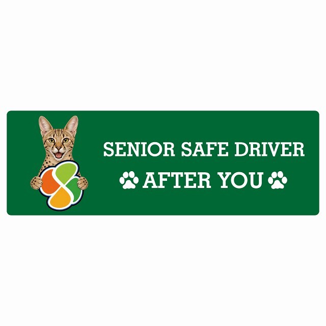 カーサイン 高齢者マーク SENIOR SAFE DRIVER サバンナ ステッカー シール 長方形 20x6.7cm 肉球 日本製 車