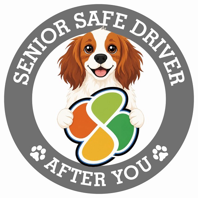 カーサイン 高齢者マーク SENIOR SAFE DRIVER コーイケルホーンディエ ステッカー シール 直径13cm 肉球 日本製 車