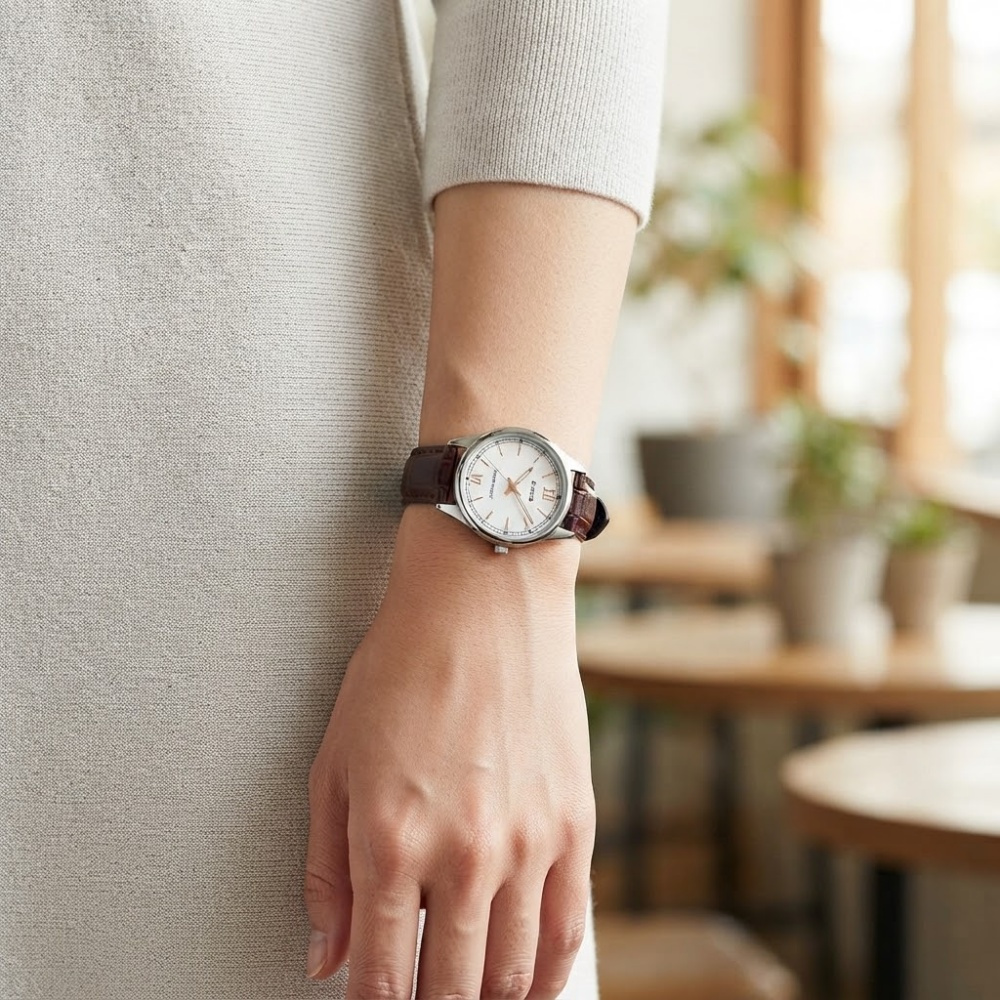 カシオ CASIO 腕時計 レディース 収納ケース付き チプカシ シンプル 小さい 軽い 革ベルト ブラウン ホワイト プレゼント ギフト 時計 誕生日 記念日 日本未発売 海外モデル 成人 卒業 入学