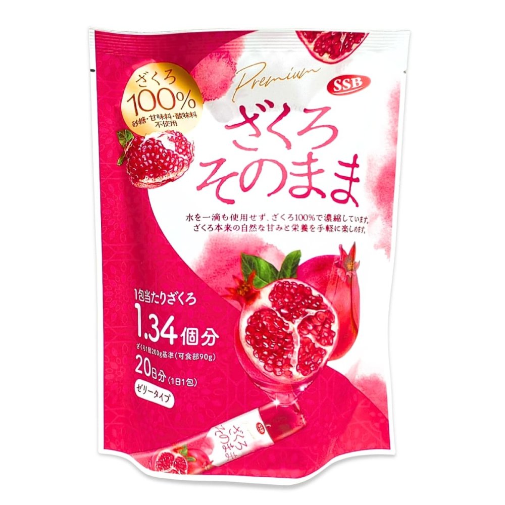 ざくろそのまま ざくろゼリー 400g 20g×20本 ざくろ果汁100% 不使用 (砂糖 甘味料 酸味料)  フィッシュコラーゲン配合 #77219 ざくろゼリー/ザクロゼリー/濃縮ゼリー/個包装/スティックゼリー/韓国 [賞味期限は2028.04.28迄]  選べる数量:1袋 / 2袋