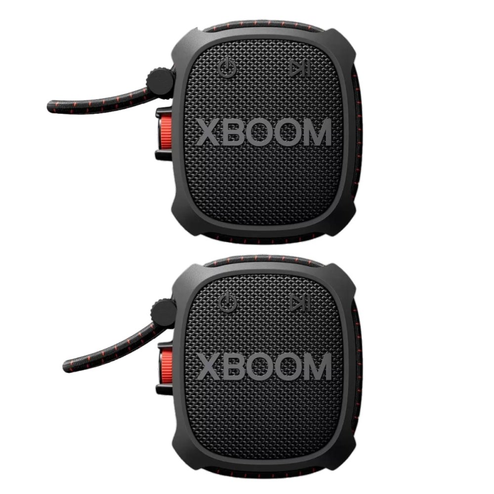 LG XBOOMGo スピーカー XG2T   ワイヤレスポータブルスピーカー   2個パック   万能ストラップで結べる   低音強化   迫力のある音   アウトドアを盛り上げる、ポータブルスピーカー