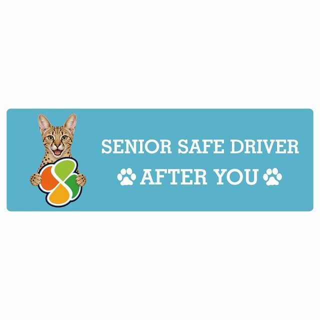 カーサイン 高齢者マーク SENIOR SAFE DRIVER サバンナ ステッカー シール 長方形 15x5cm 肉球 日本製 車